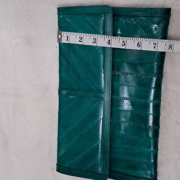 Vintage Teal Eel Leather Clutch Bag - Picture 7 of 7
